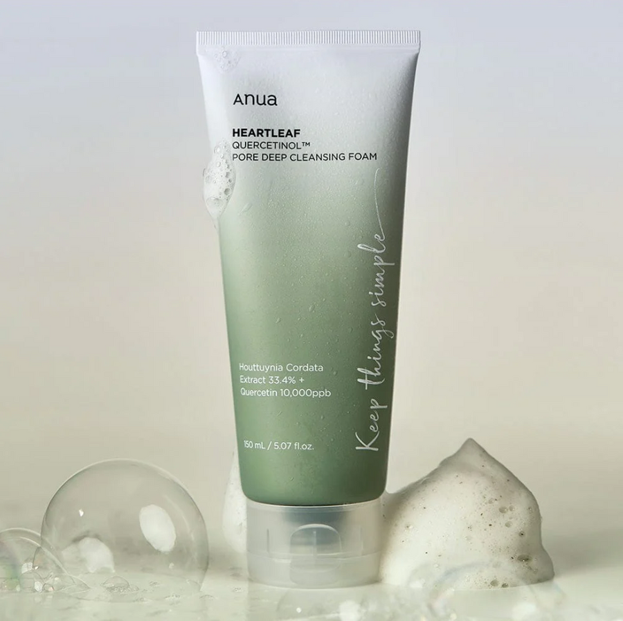 Anua - Heartleaf Quercetinol Limpiador Facial Espumoso para Poros - 150ml y 25ml